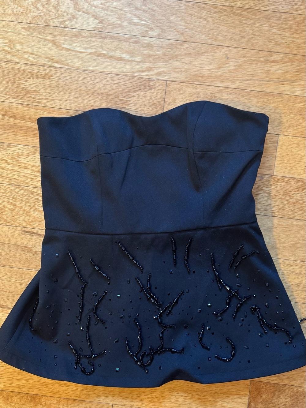 H&M Edition Strapless Black Beaded Peplum Top